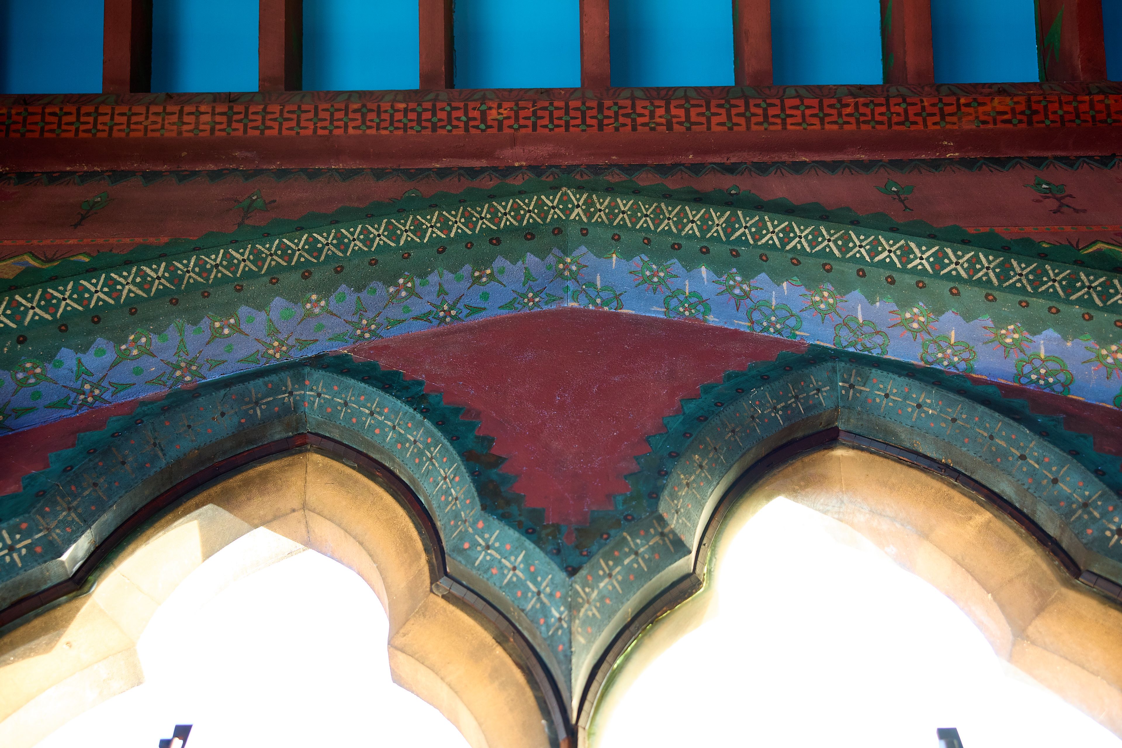 Painted decoration on the walls in the Westwood room 