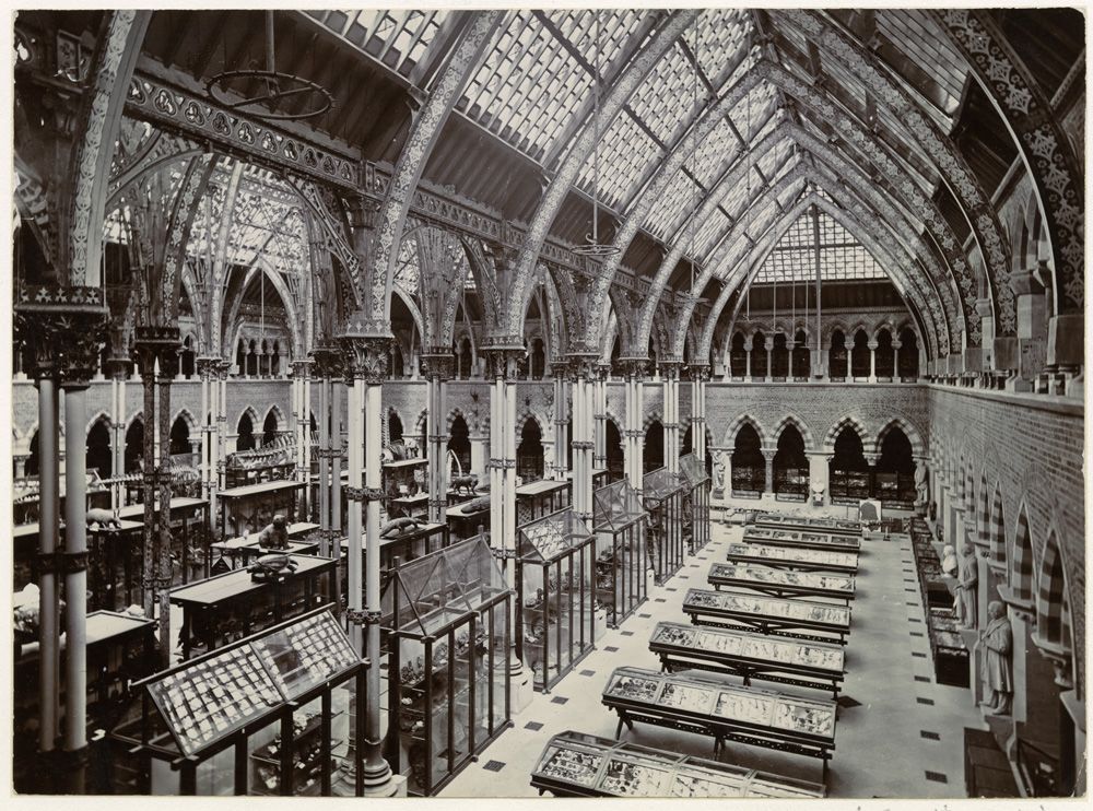 Black and white photograph showing the interior of the central court