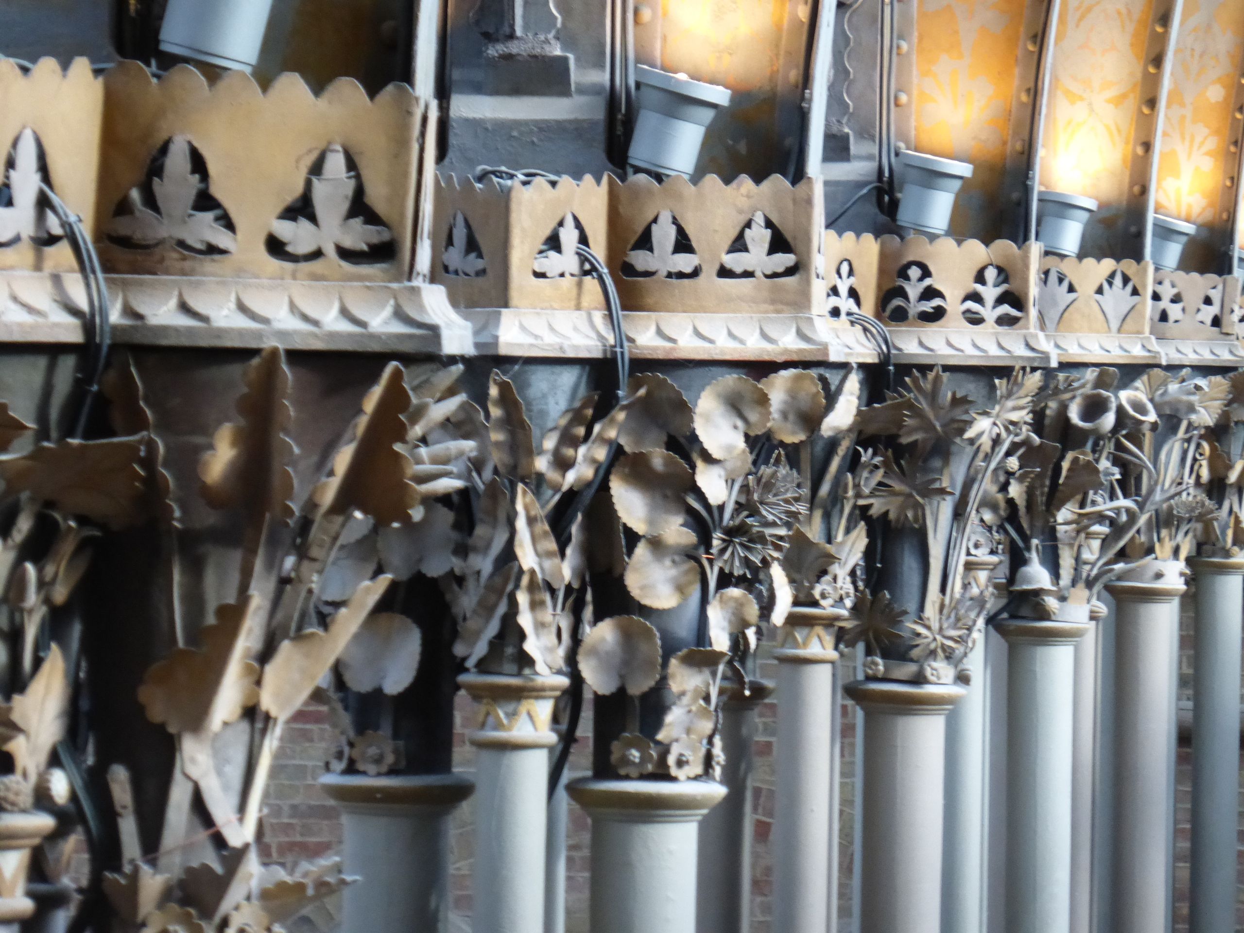 wrought iron foliage on the capitals in the central court