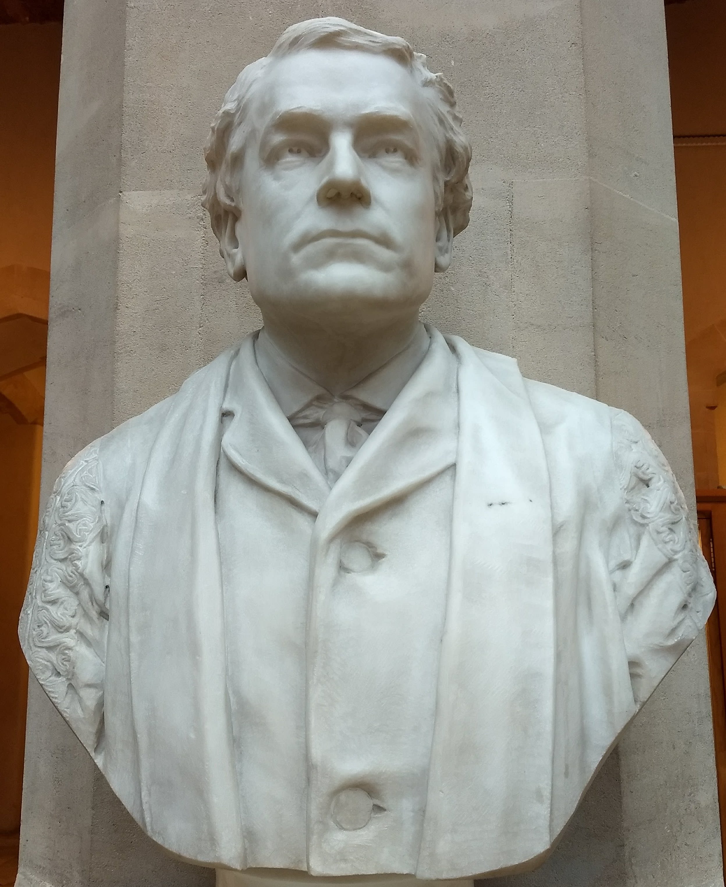 Marble bust by Richard Hope Pinker depicting George Rolleston