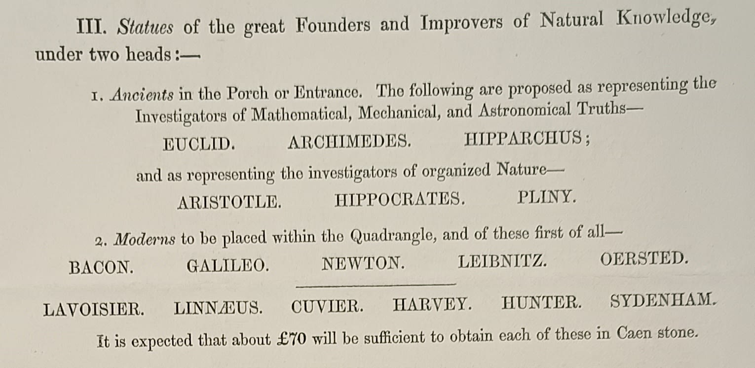 Printed description of the sculptural scheme's original aims, May 1855 
